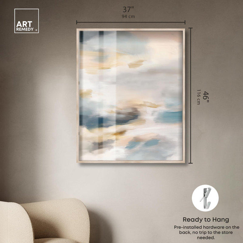 «Gilded Gorge I Shadowbox Print» par Art Remedy, H 46 po x l 37 po, Crème, crème