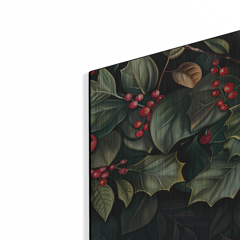 Luxe Wall Art «Holly Patterns With Black Fond 1» par Momart, H 12 po x l 36 po