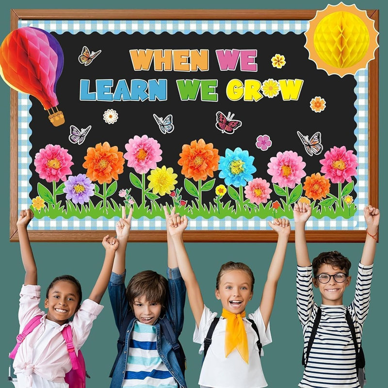 Ensemble de décorations pour babillard printanier - «When We Apprendre We Grow»