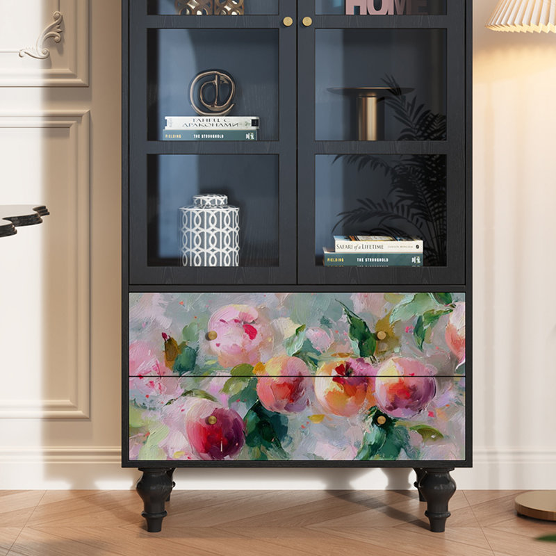 Vitrine en bois massif Floral
