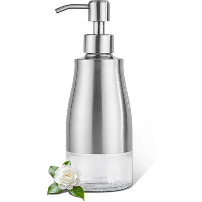 304 Stainless Steel Soap Dispenser with Glass Inner Liner for Bathroom & Kitchen Counter