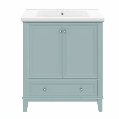 Meuble-lavabo de 30 pouces avec lavabo en céramique massif et trous pré-percés pour les salles de bain modernes