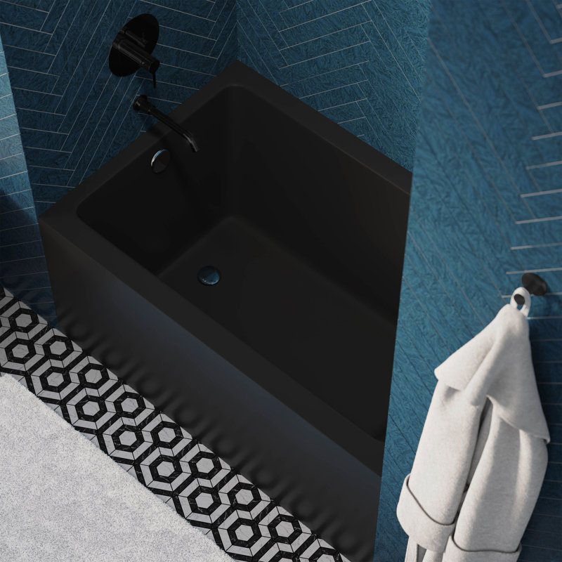 Voltaire 48" x 32" Alcove Bathtub with Apron, Left, Satin Black