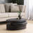 Modernesque Rotating Coffee Table-Matte Black(Only Including Coffee Table,Without Chairs)