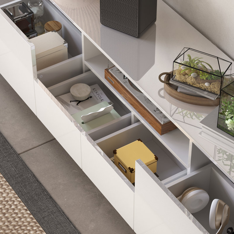 Armoire de rangement multimédia l 70,8 po à 4 tiroirs avec éclairage à DEL chaud et tablette