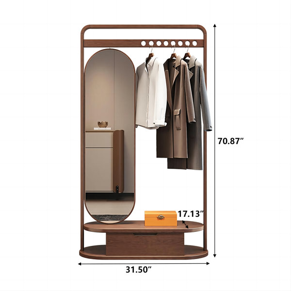 Recon Furniture 31.5'' Solid Wood+Glass Clothes Racks /Garment Racks ...