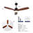52" Wood Ceiling Fan With Lights Remote Control,Quiet DC Motor 3 Blade Ceiling Fans For Patio Living Room, Bedroom, Office,Indoor Outdoor(Black+Dark Walnut)