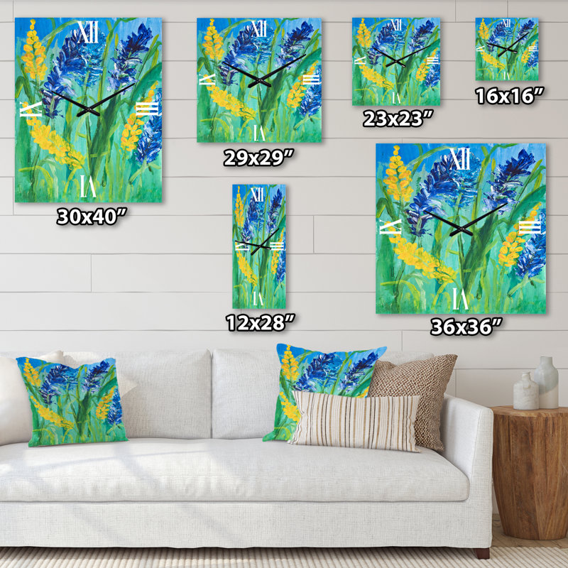 Horloge murale fleurs sauvages et gouache, Très grand