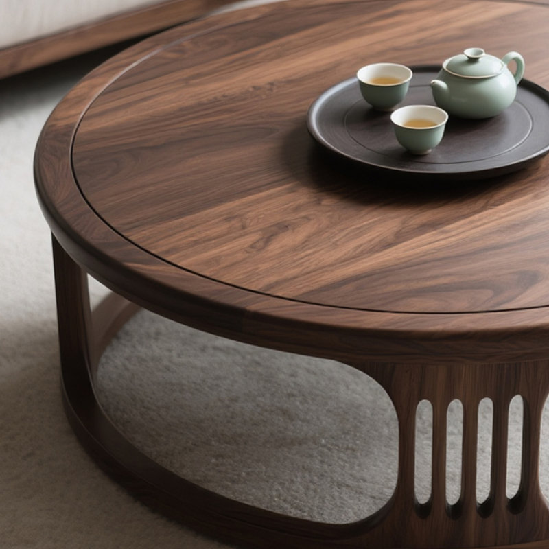 Walnut Round Coffee Table, 17.7" H x 39.4" W x 39.4" D