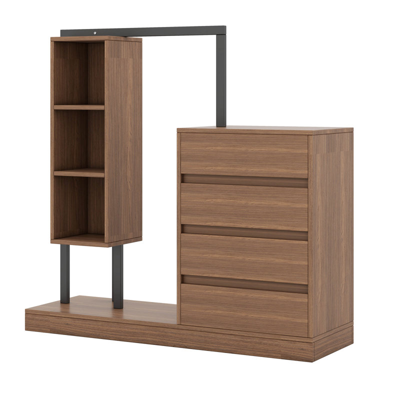 Meuble d'organisation avec 4 tiroirs et 3 tablettes de rangement Corunna, Espresso