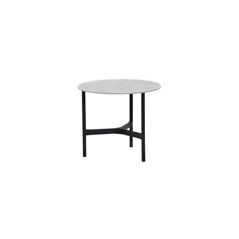 Twist Outdoor Round Coffee Table, 17.8" , Lava Gray, White