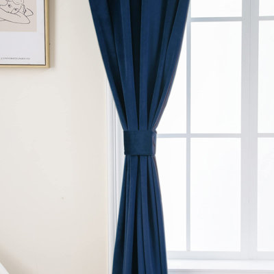 Velvet Curtains [2 Panels] Heavy Blackout Window Drapes With Grommet, Thermal Insulated Darkening Curtains (52" W X 84" L, Royal Blue)