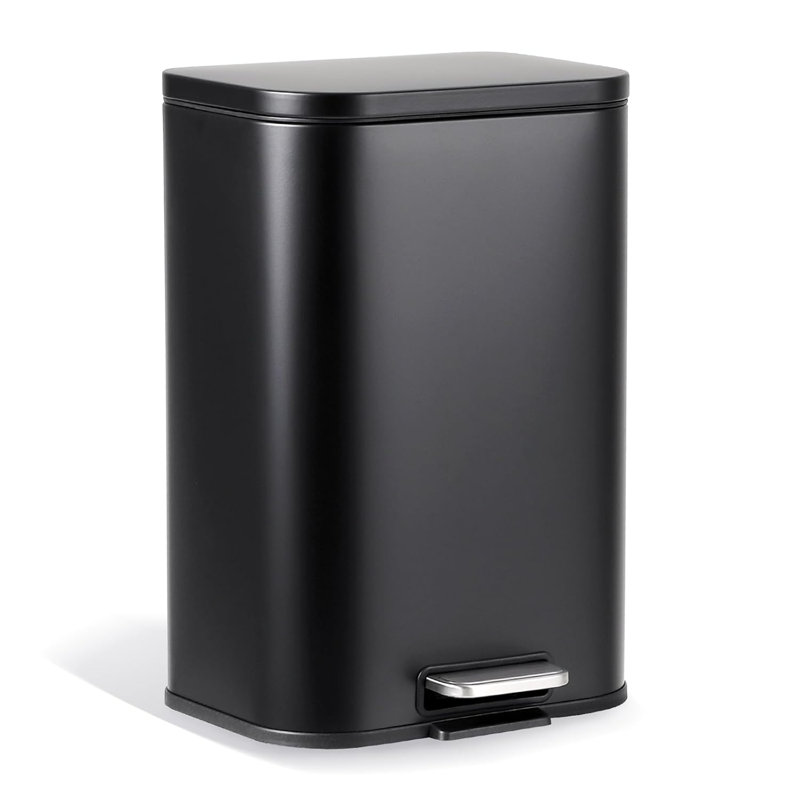 Poubelle de cuisine en acier inoxydable 3,2 gallons avec couvercle à fermeture douce et seau intérieur amovible, 12 gallons