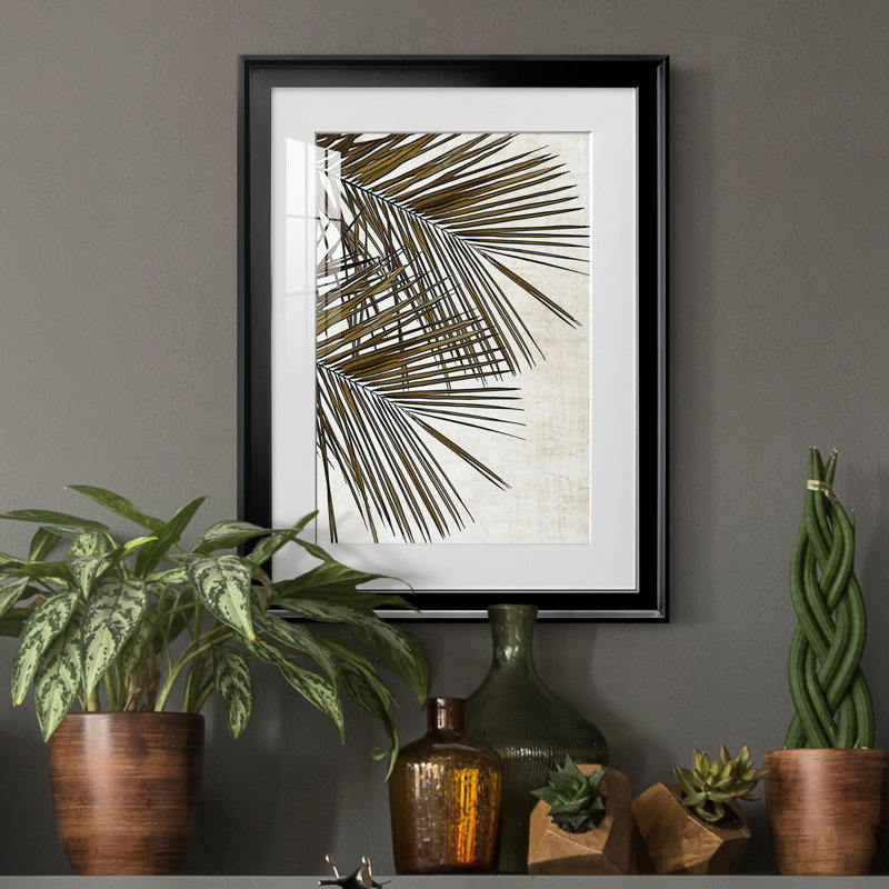 Palmier I - peinture encadrée, Noir, H 22,5 po x l 30,5 po x P 1,5 po