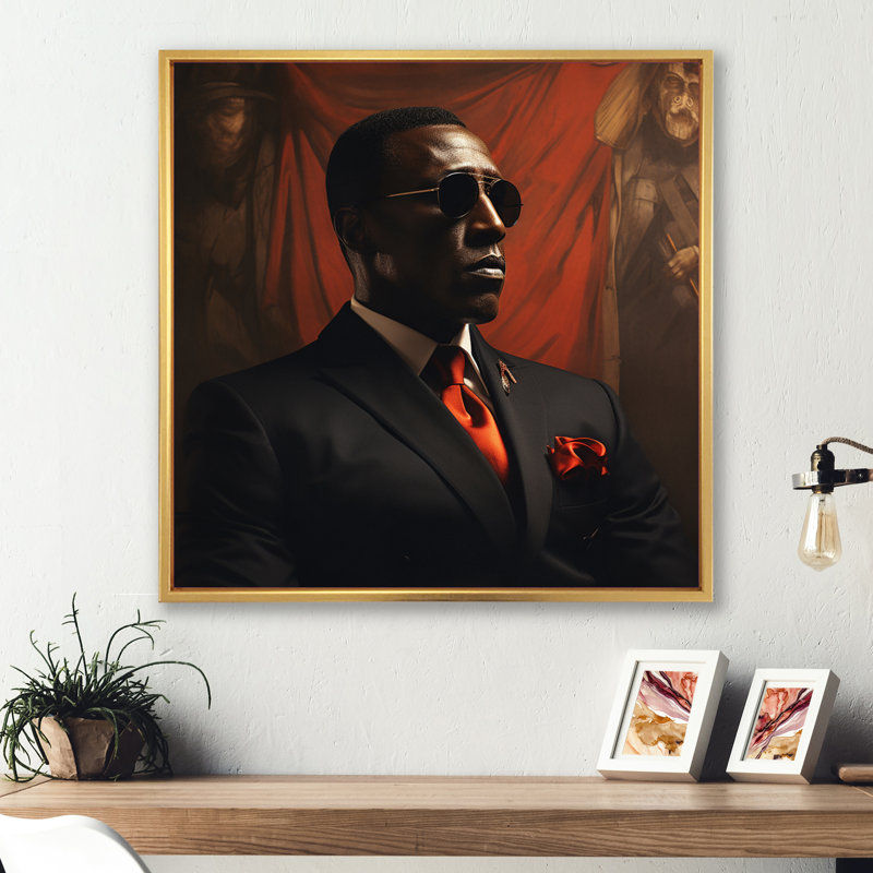 " Wesley Snipes Celebrity ", 24" H x 24" W x 1" D, Gold Floater Framed