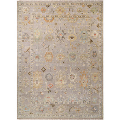 Sinclair Hand Knotted Wool Vintage Look Area Rug in Purple