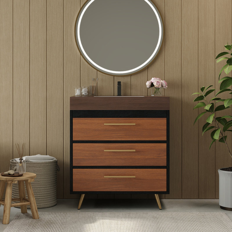 Meuble-lavabo autoportant moderne avec lavabo vasque en céramique et plateau en pierre frittée durable, parfait pour les salles de bain élégantes et fonctionnelles