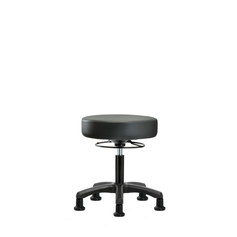 Tabouret de laboratoire en vinyle, Carbone, Patins fixes, 23"