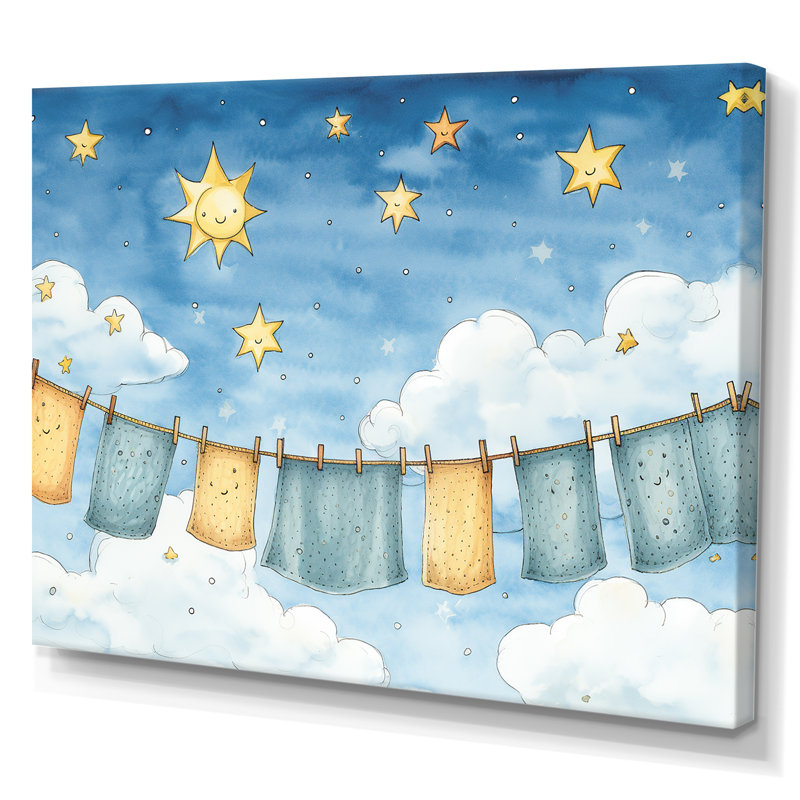 Hanging Out Laundry Dream - Art mural de blanchisserie, Toile tendue, H 40 po x l 30 po x P 1,5 po