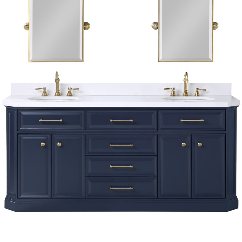 Palace 72'' W Double Vanity, Monarch Blue, Satin Brass