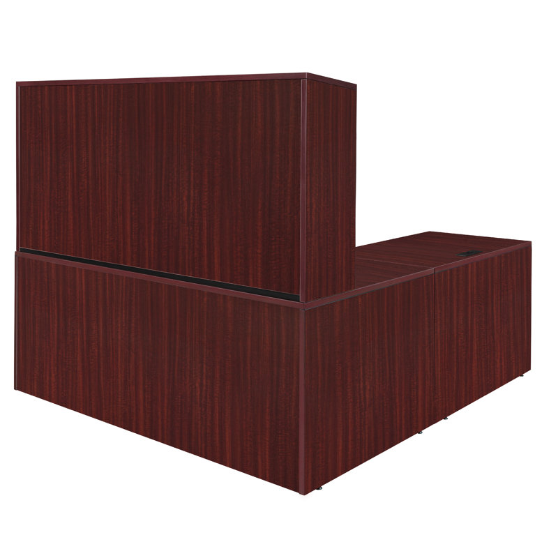 Mahogany Corner Desk with Hutch and Filing Cabinet