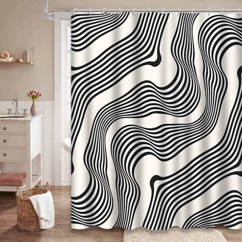 Rideau de douche abstrait abstrait en diagonale avec 12 crochets, 72" L x 84" W