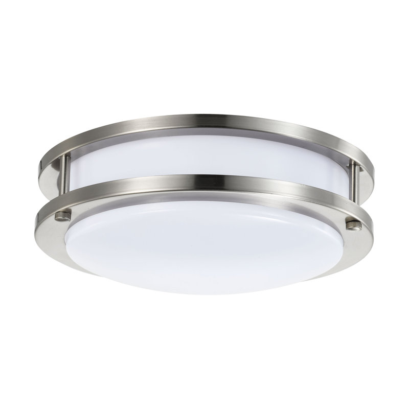 Contemporary 10'' Brushed Nickel LED Flush Mount for Indoor/Outdoor