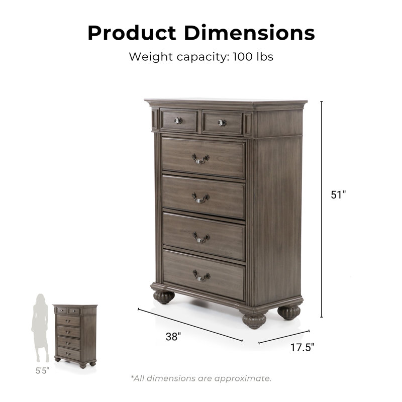 Commode 6 tiroirs Aime, Gris