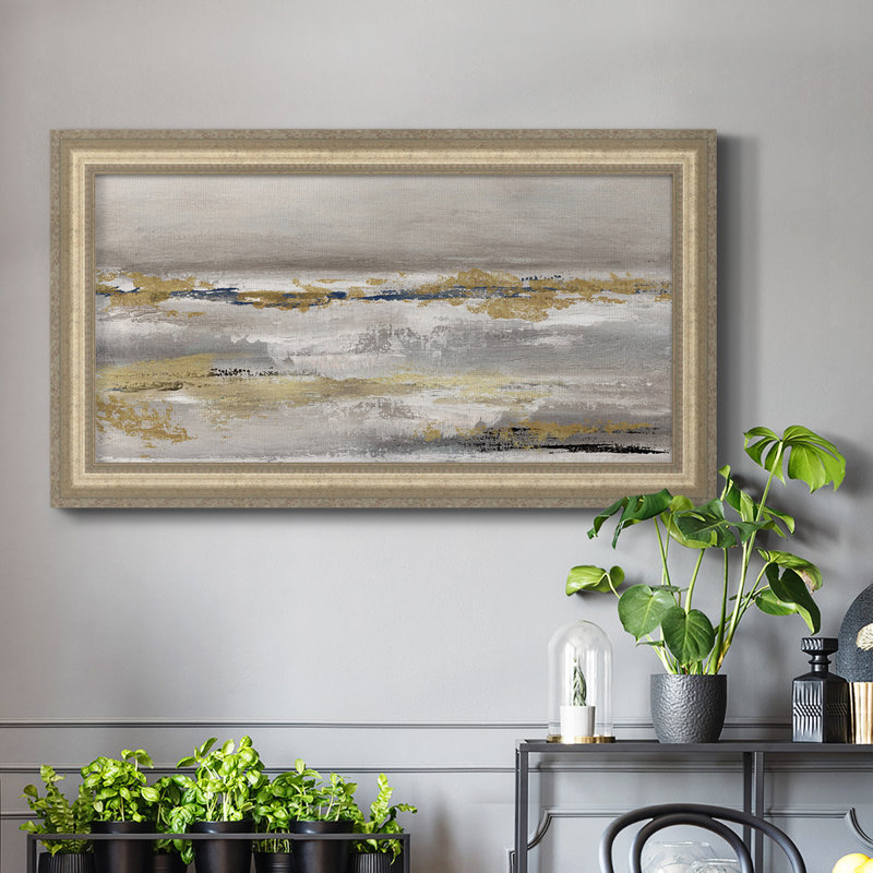 Golden Fog - Reproduction de photo sur toile simple, H 29 po x l 53 po , Toile encadrée argent antique