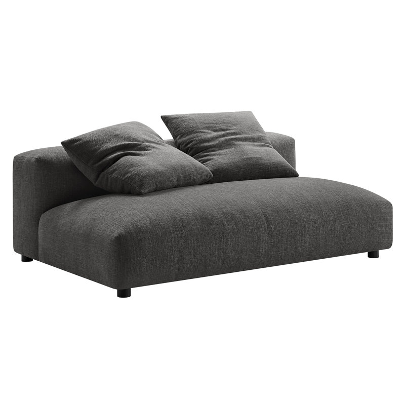 Solace Modular Upholstered Armless Loveseat, Charcoal Fabric
