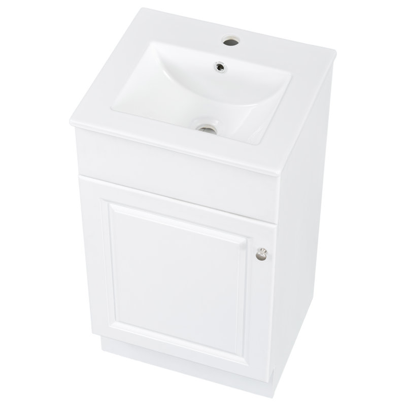 Meuble-lavabo 18 po avec lavabo avec tablette de porte et tablette réglable, Blanc