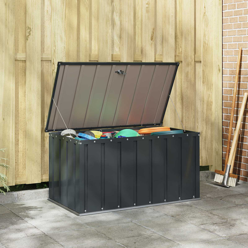 VidaXL 101cm W 300L Steel Lockable Cabinet Deck Box in Black