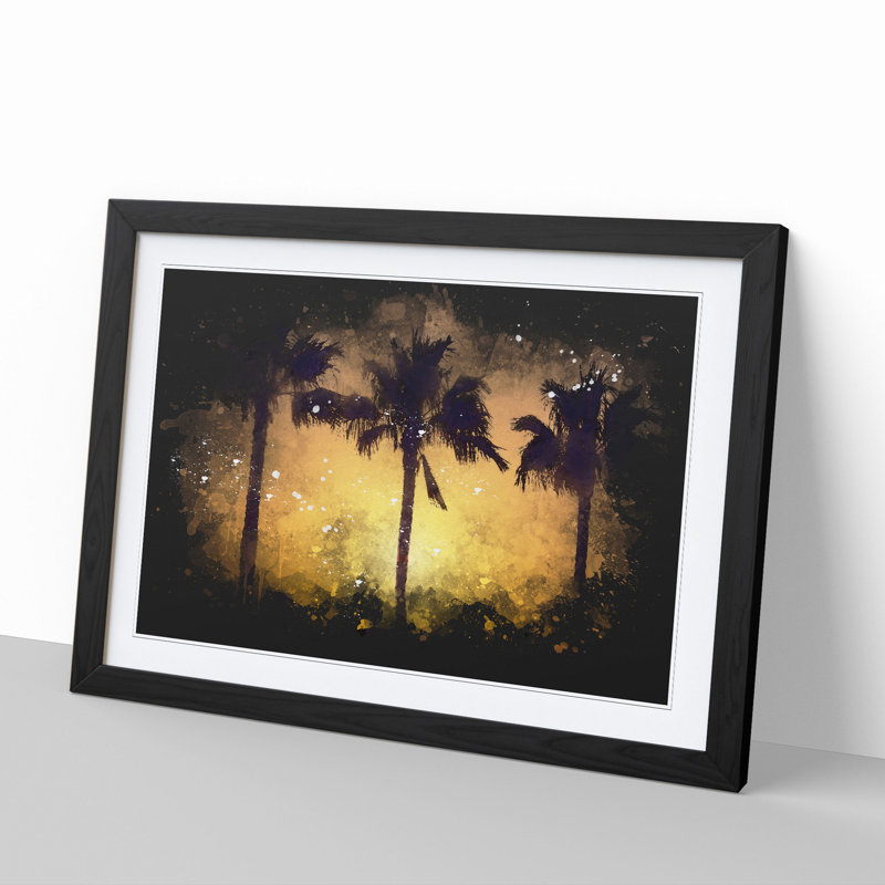 Palm Trees at Sunset Vol.1 - Picture Frame Painting, Black Framed, 27cm H x 36cm W x 2cm D