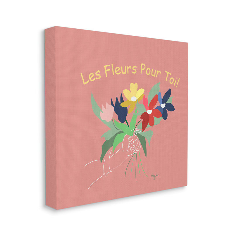 «French Les Fleurs Pour Toi» par Mark Higden, reproduction d'art graphique, H 17 po x l 17 po x P 1,5 po, Toile tendue
