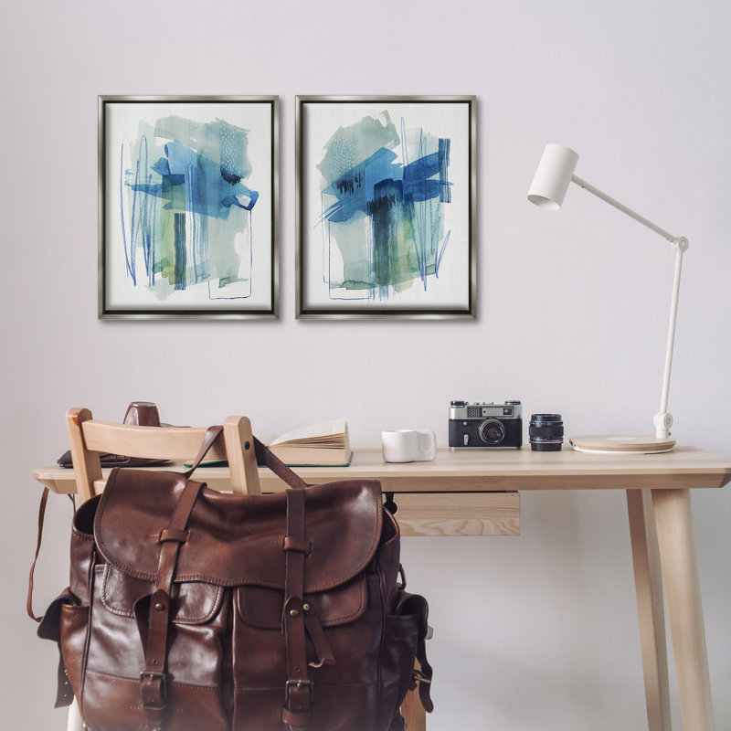 "Chaotic Brushed Watercolor" par Grace Popp, 2 pièces sur toile, Cadre flottant gris lustré, H 21 po x l 34 po