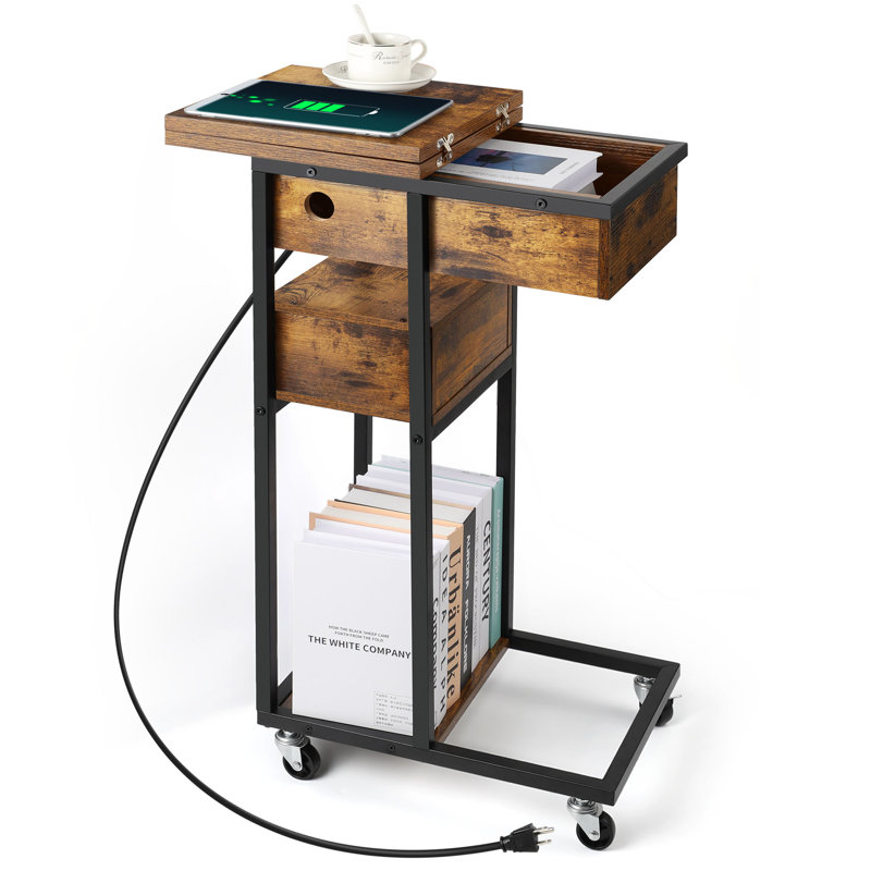 End Table with Storage and Built-In Outlets