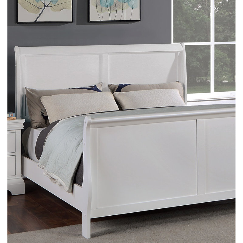 Tête de lit blanche avec contreplaqué moderne au design contemporain, Grand lit