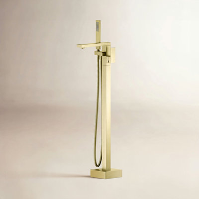 Cube Floor Tub Spout with Diverter