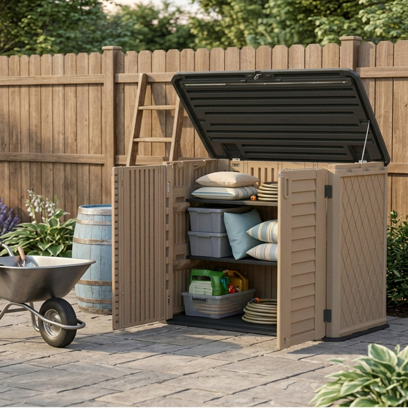 PawsomePad Boîte de rangement d'extérieur imperméable pour jardin, Brown