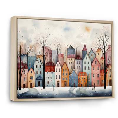 Multicolor Frosty City In Winter III - Winter Landscape Wall Art