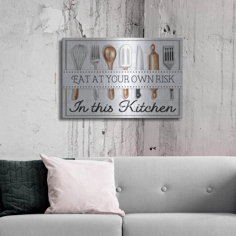  «Eat At Your propre risque» par Elizabeth Tyndall, art mural en métal, 36 po x 24 po, H 24 po x l 36 po