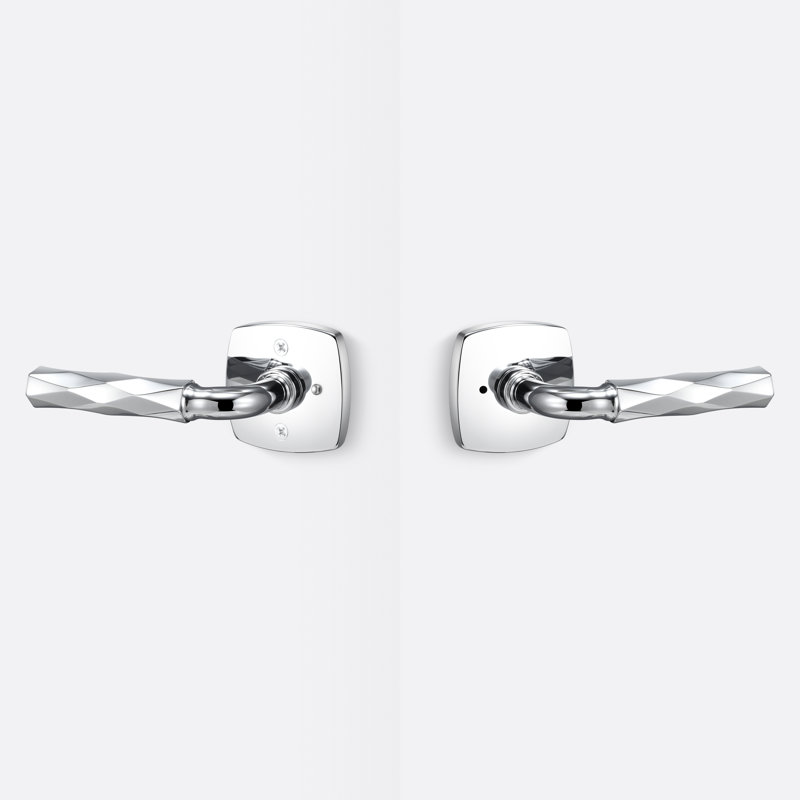 Rosette Forma intimité en chrome poli, poignée Vertex en chrome poli, Chrome poli