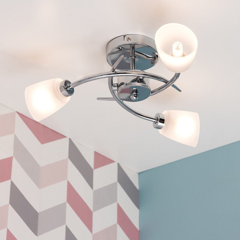 Saniya Glass Semi Flush Mount, Yes, Polished Chrome