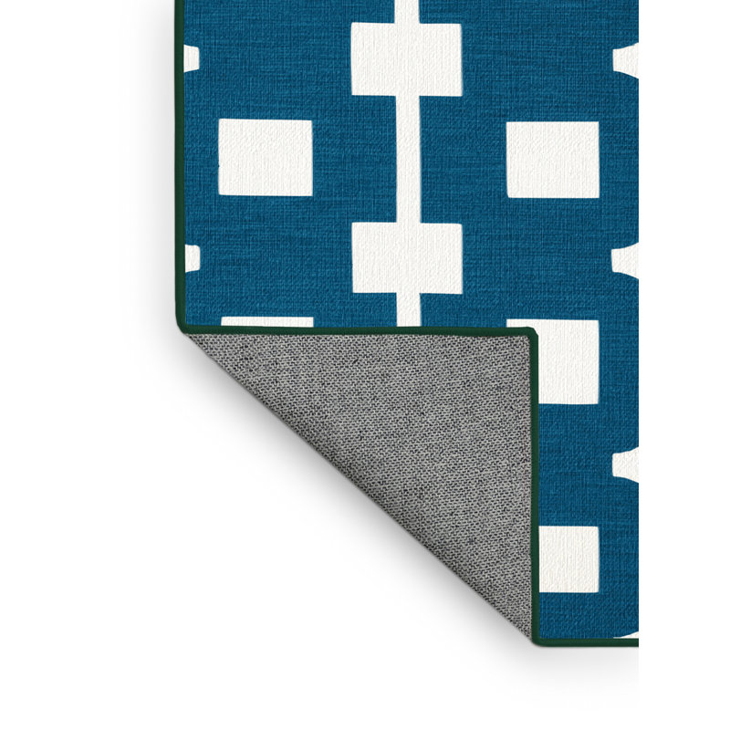 Machine Washable Trellis Green Area Rug, Carré 8 pi