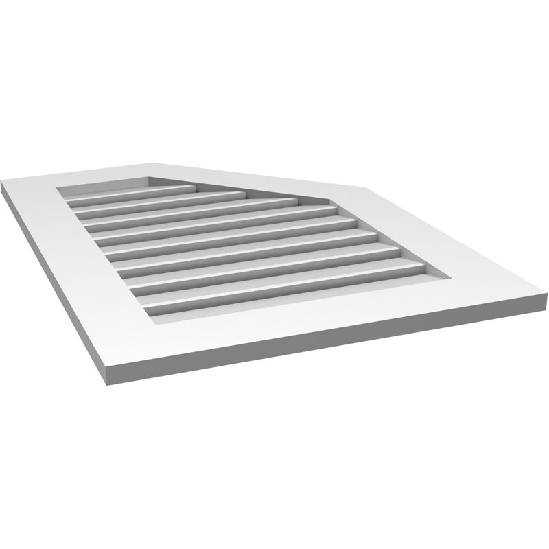 Half Octagon Top Right Surface Mount Signature Urethane Functional Gable Vent, Primed Tan, 32" H x 24" W x 1" D
