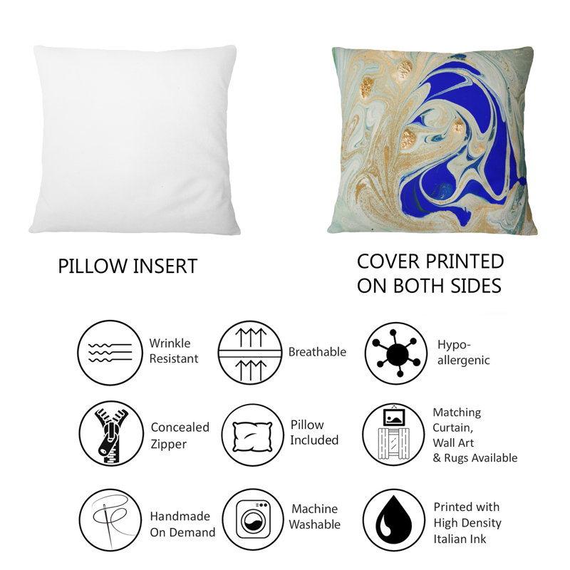 Coussin décoratif imprimé liquide en bleu et vert - Modern Art