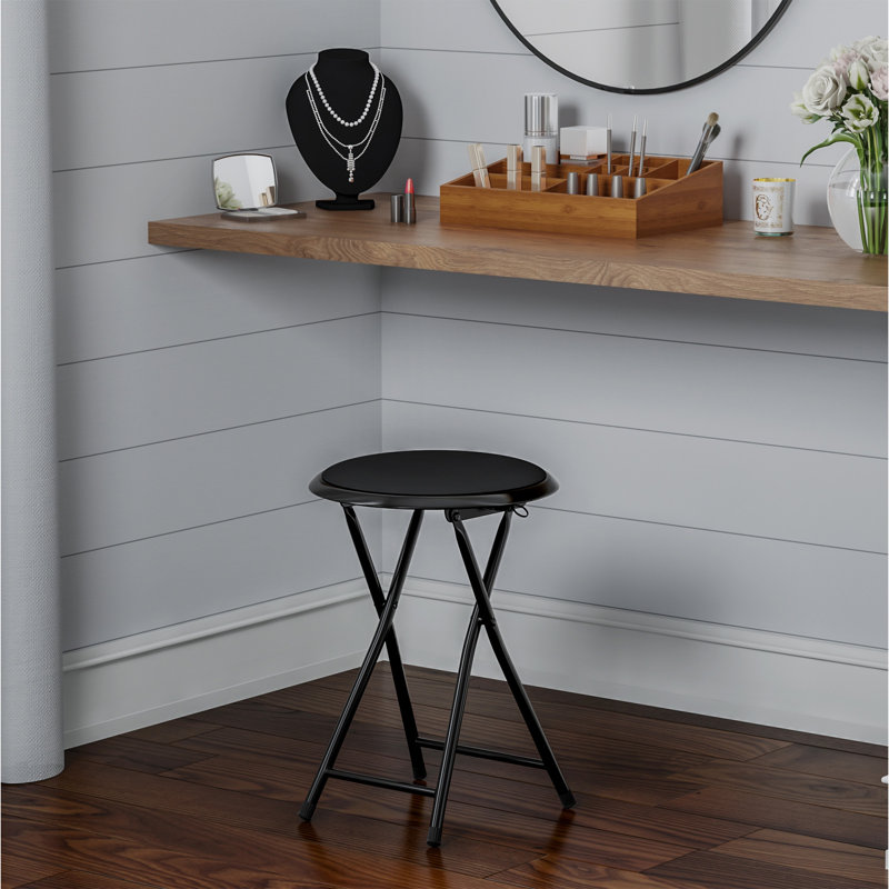 Tabourets de bar pliants Adenike - tabouret robuste de 18 pouces - capacité de 225 lb et sièges rembourrés, Noir, 4