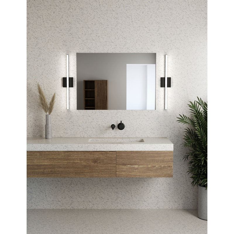 Barre d'éclairage LED de salle de bain à 1 lumière à intensité variable Stix, Noir satiné