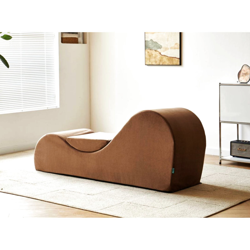 Chaise longue en brun - forme ergonomique, noyau en mousse haute, housse amovible lavable en mousse ferme, ergonomique, machine