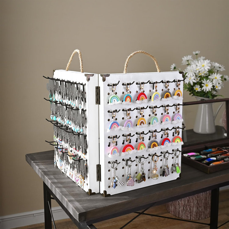 2 Panel Pegboard Jewelry Display Organizer, White